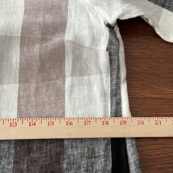Soft Surroundings Plaid Check Linen Blend Button Up Shirt Back Zip Lagenlook M - Picture 12 of 15